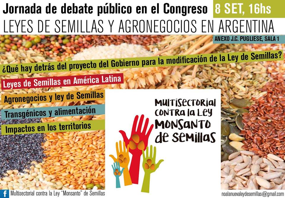 Jornada de debate público en el Congreso: «??Leyes de semillas y agronegocios en Argentina»